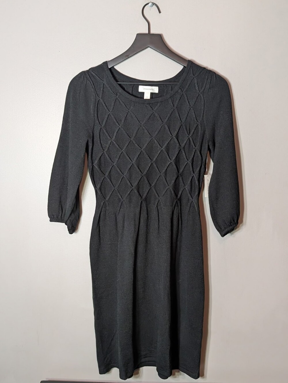dressbarn Black Diamond-Pattern Knit Fit & Flare Dress